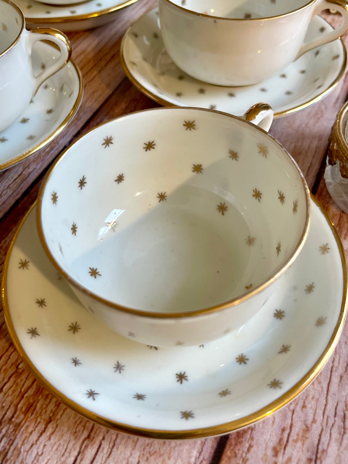 ✨ Service de 6 tasses à café en porcelaine motif étoilé
