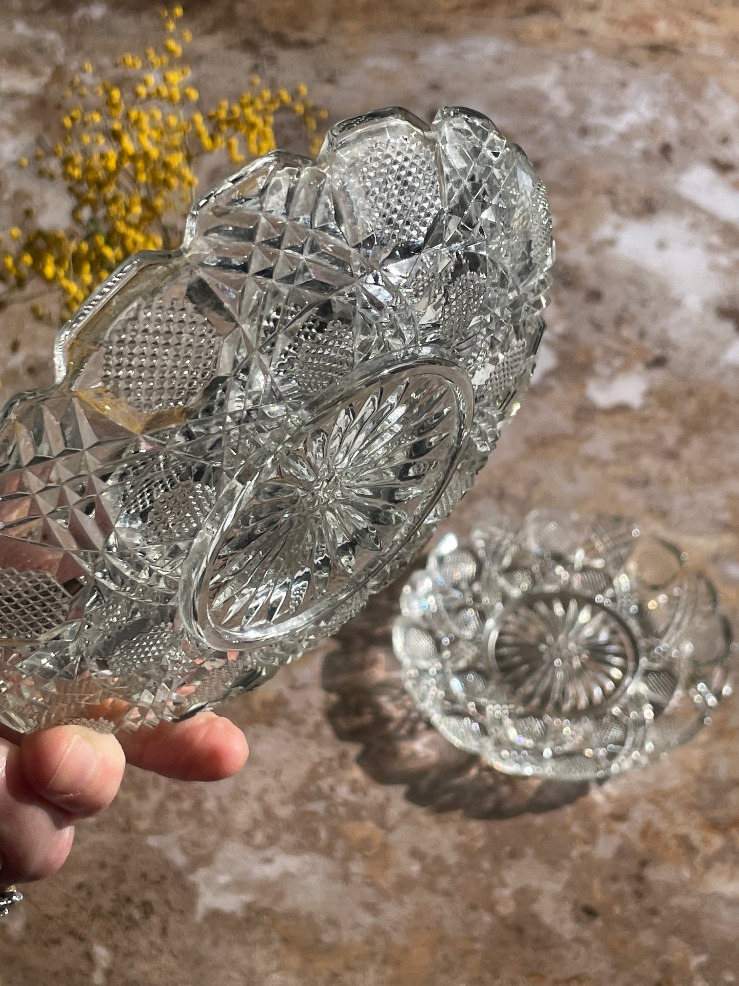 Pair of bottle coasters.