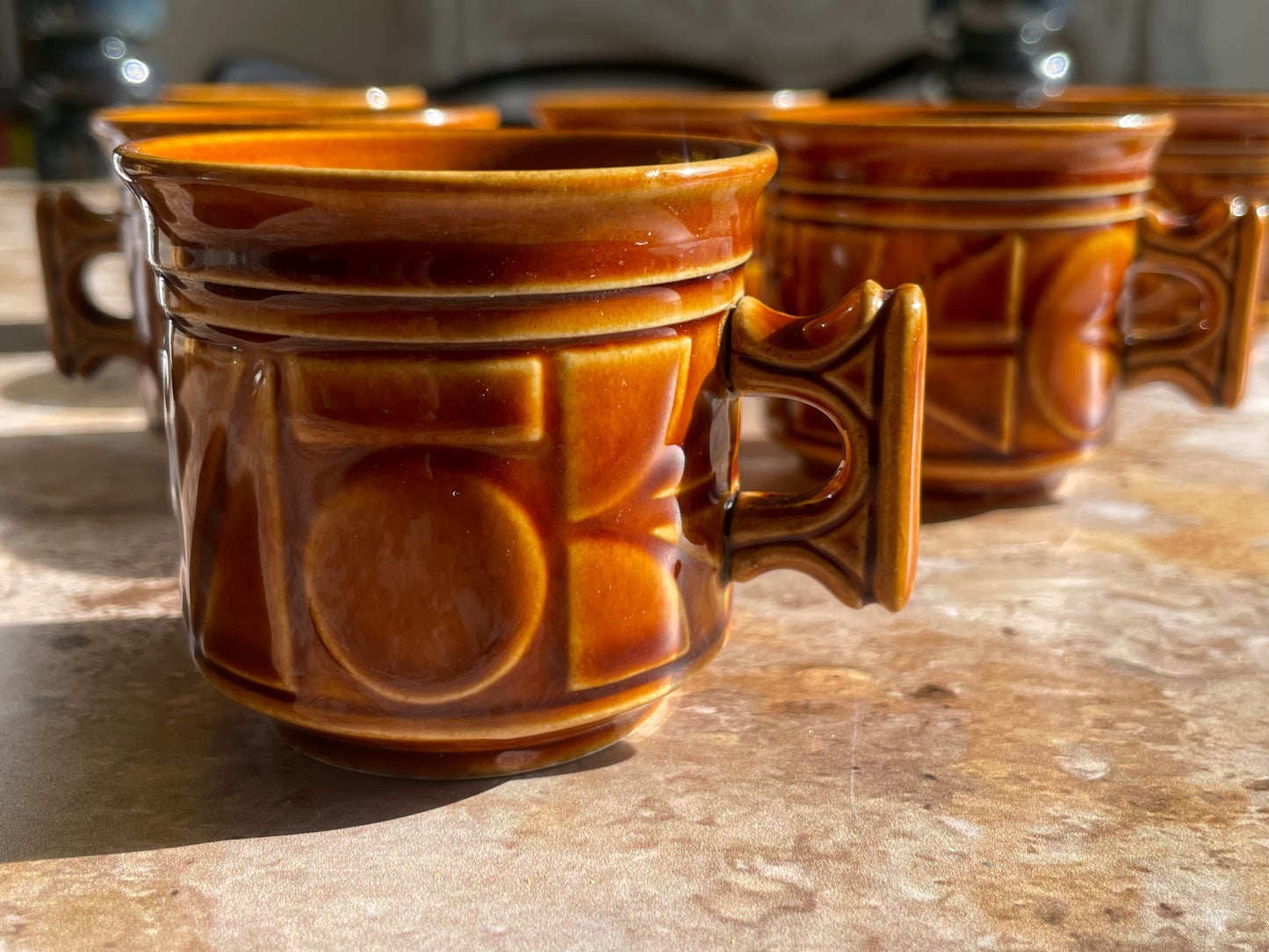 6 CIPA Italian Ceramic Brown Coffee Cups