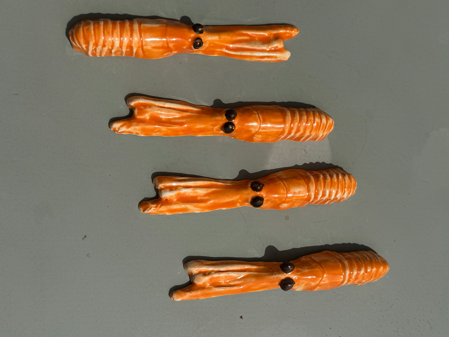 4 décorations de table ou porte-couteaux "langoustines"