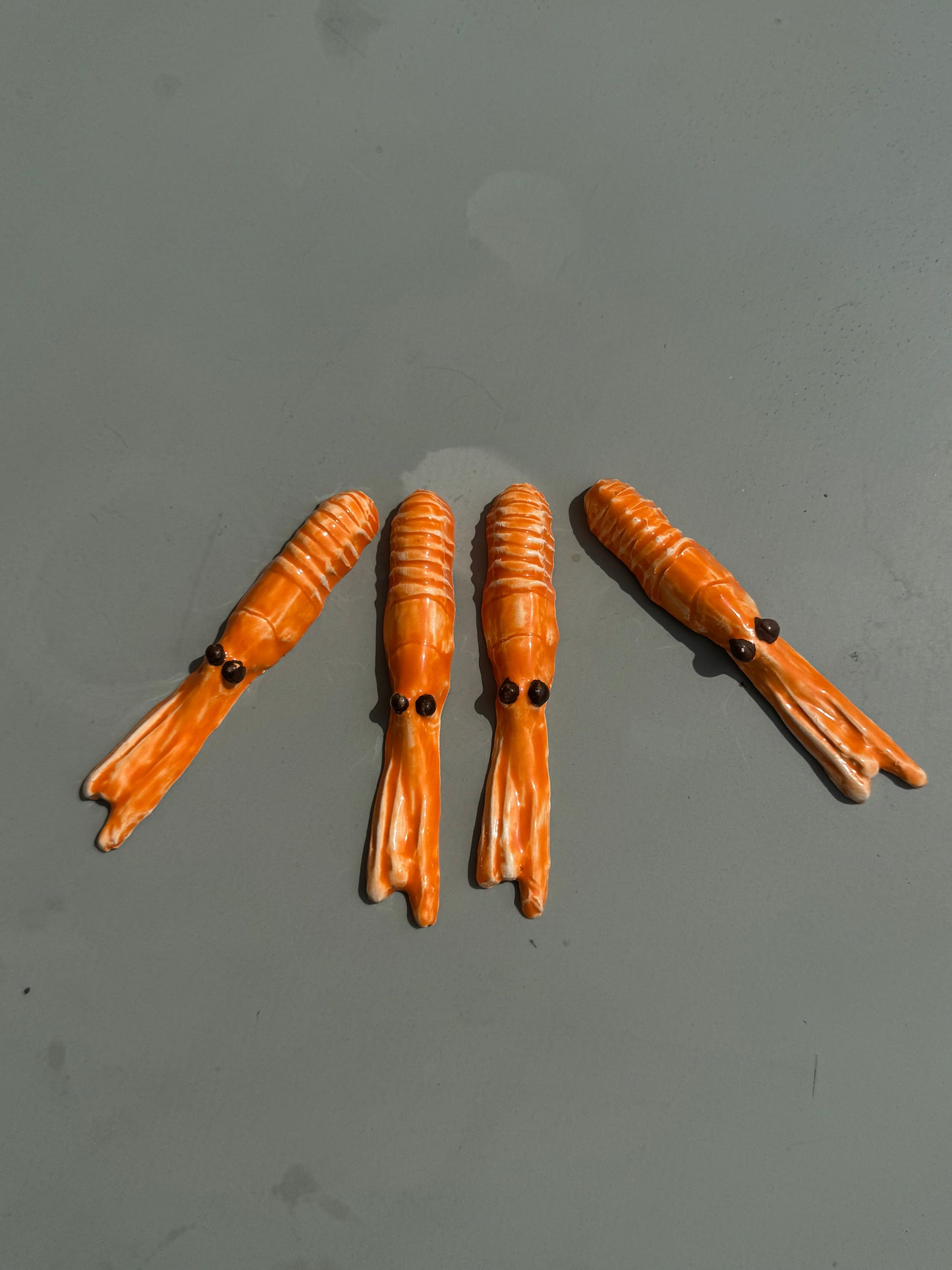 4 décorations de table ou porte-couteaux "langoustines"