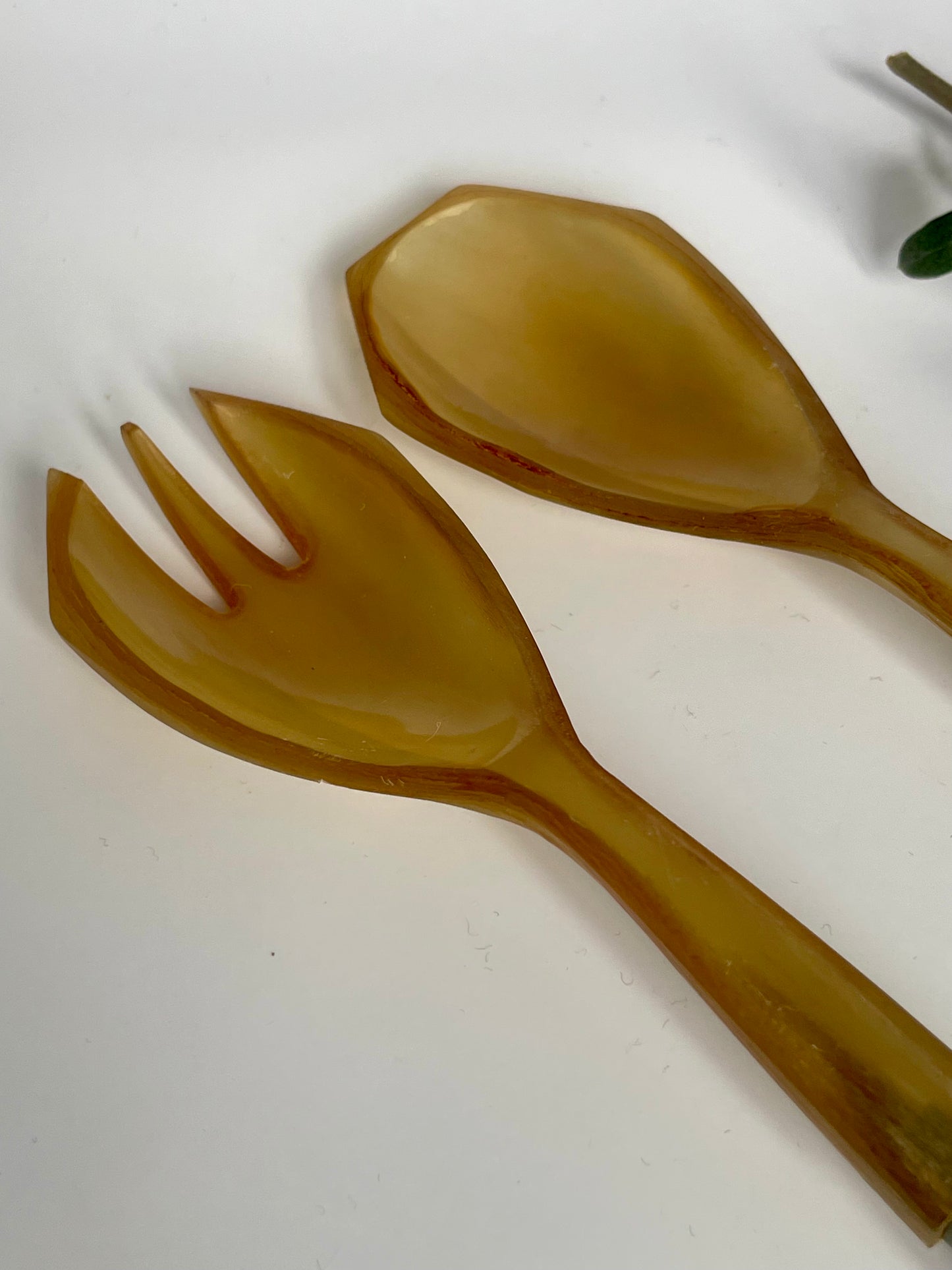 Horn and Bakelite salad servers