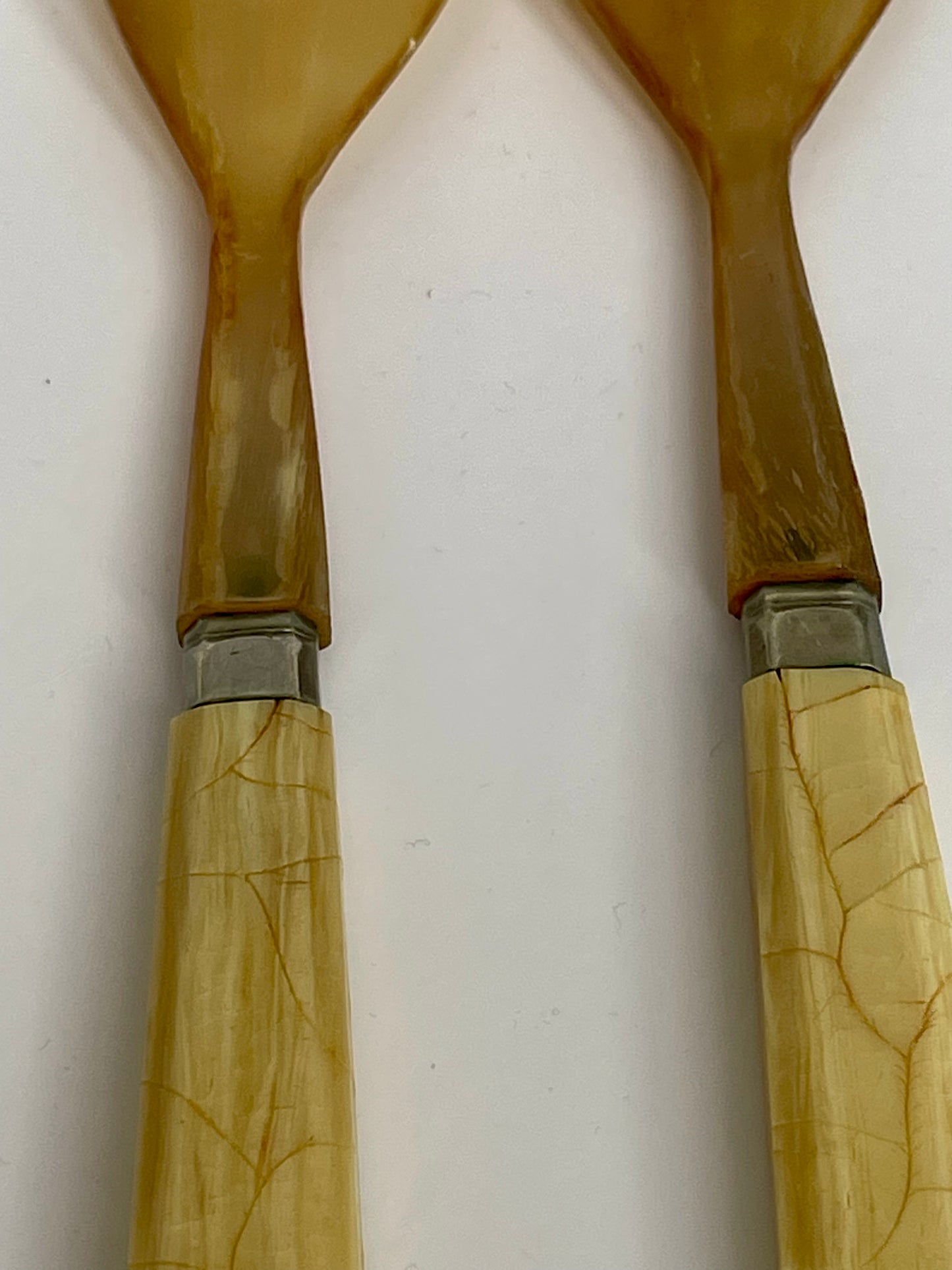 Horn and Bakelite salad servers