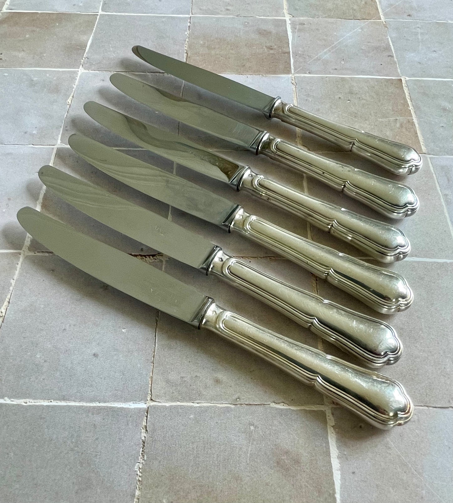 6 silver metal cheese knives