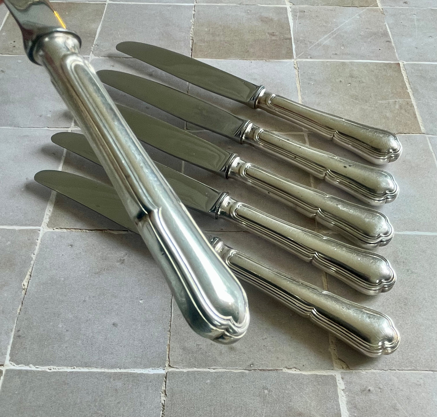 6 silver metal cheese knives
