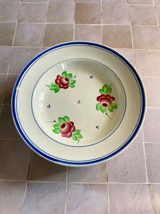 6 deep plates, Roseraie model, Faïencerie de Longchamp