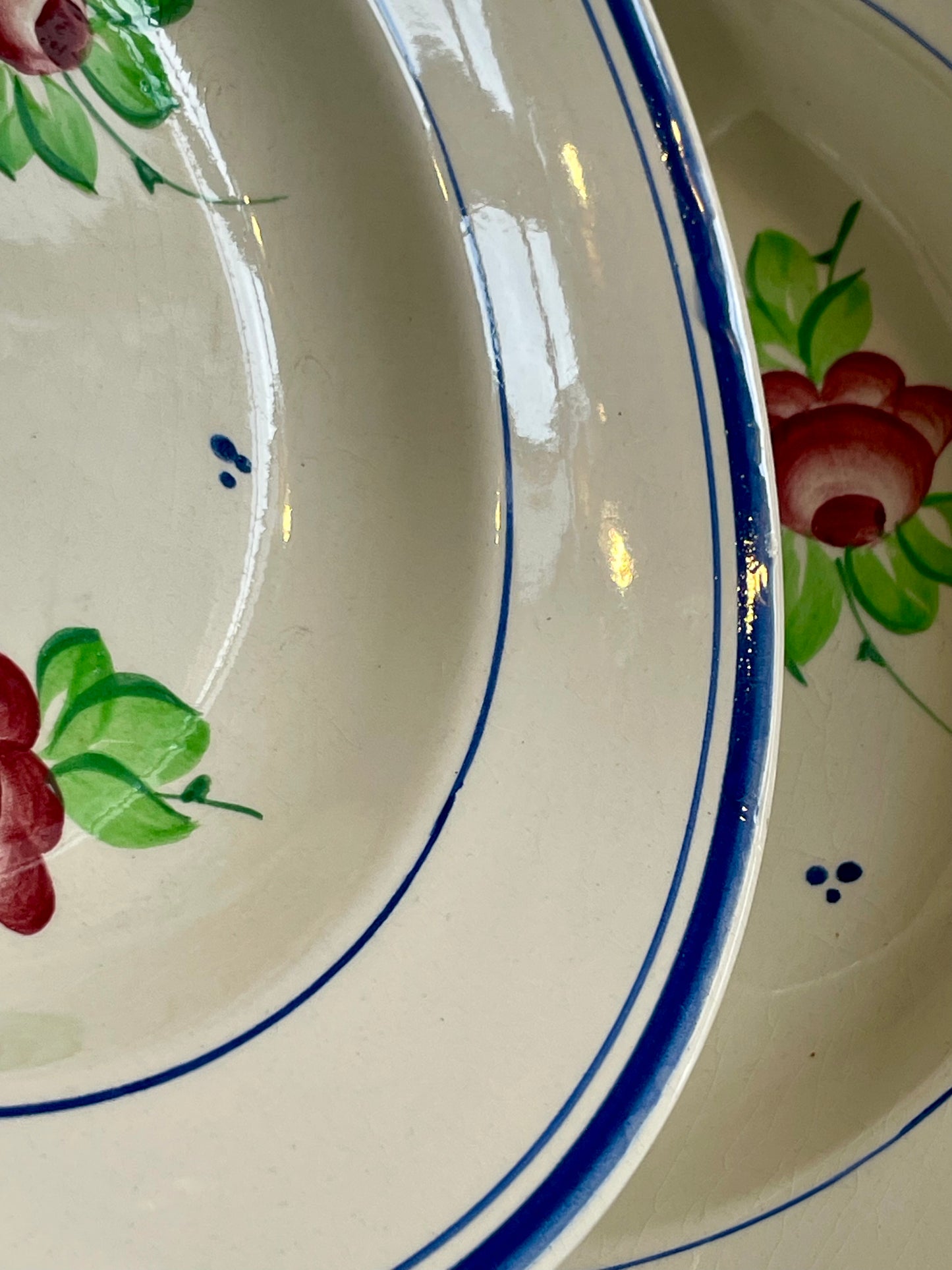 6 deep plates, Roseraie model, Faïencerie de Longchamp