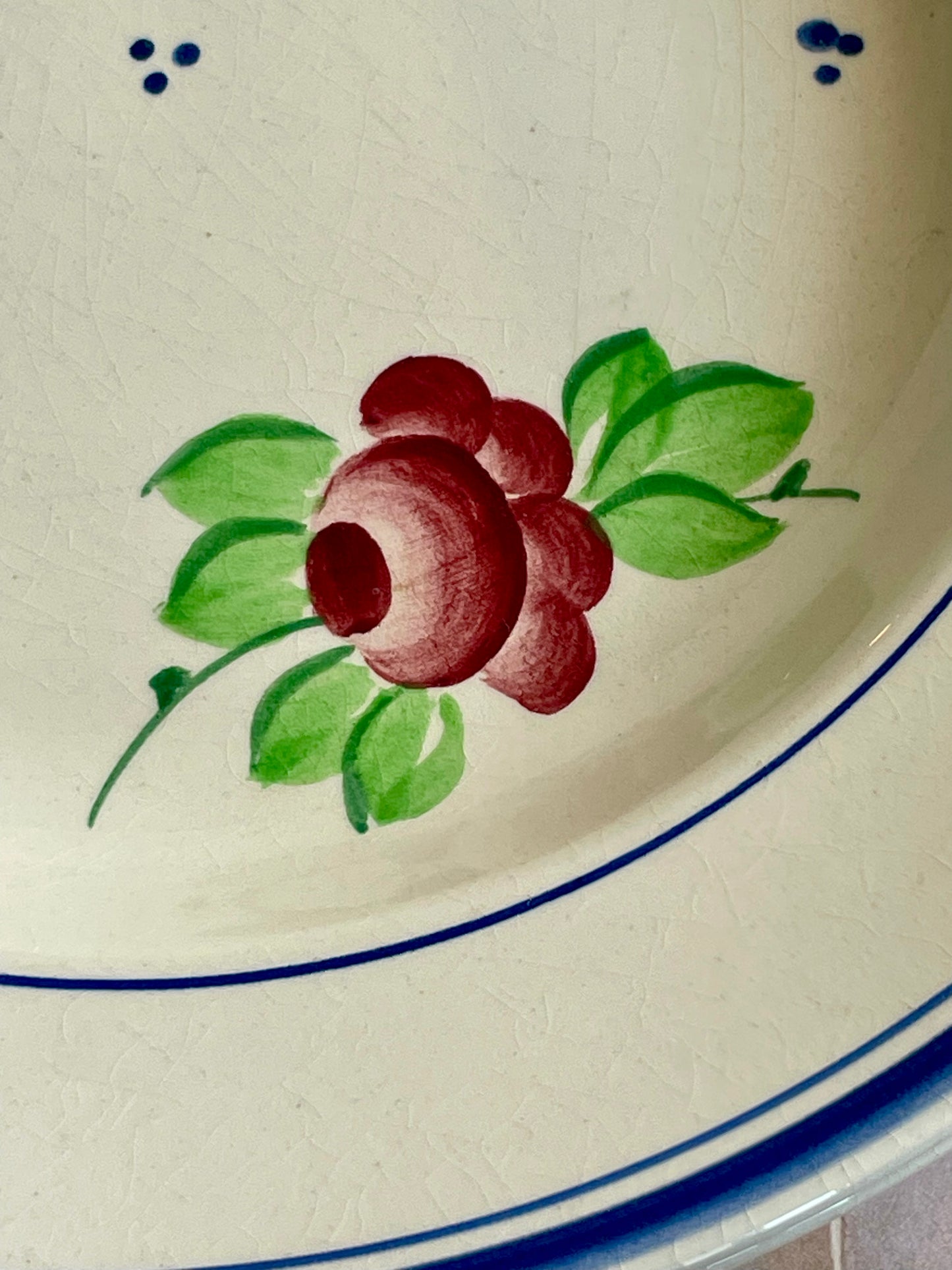 6 deep plates, Roseraie model, Faïencerie de Longchamp