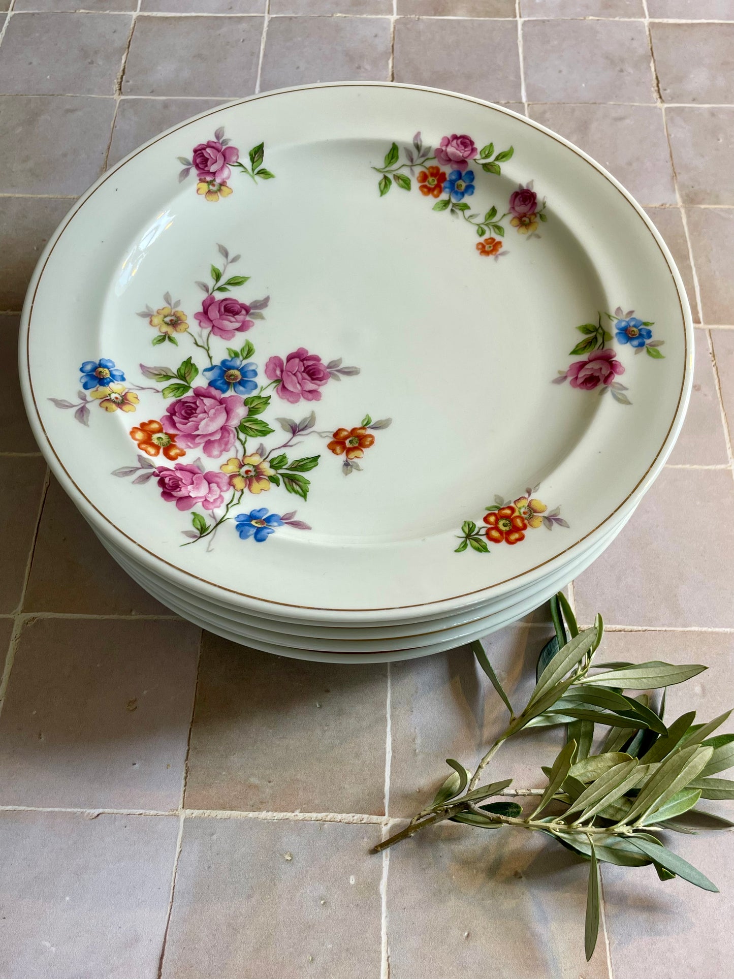 6 Raynaud Limoges porcelain dessert plates