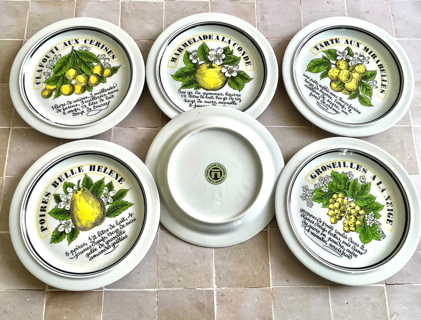 6 Auteuil porcelain dessert plates