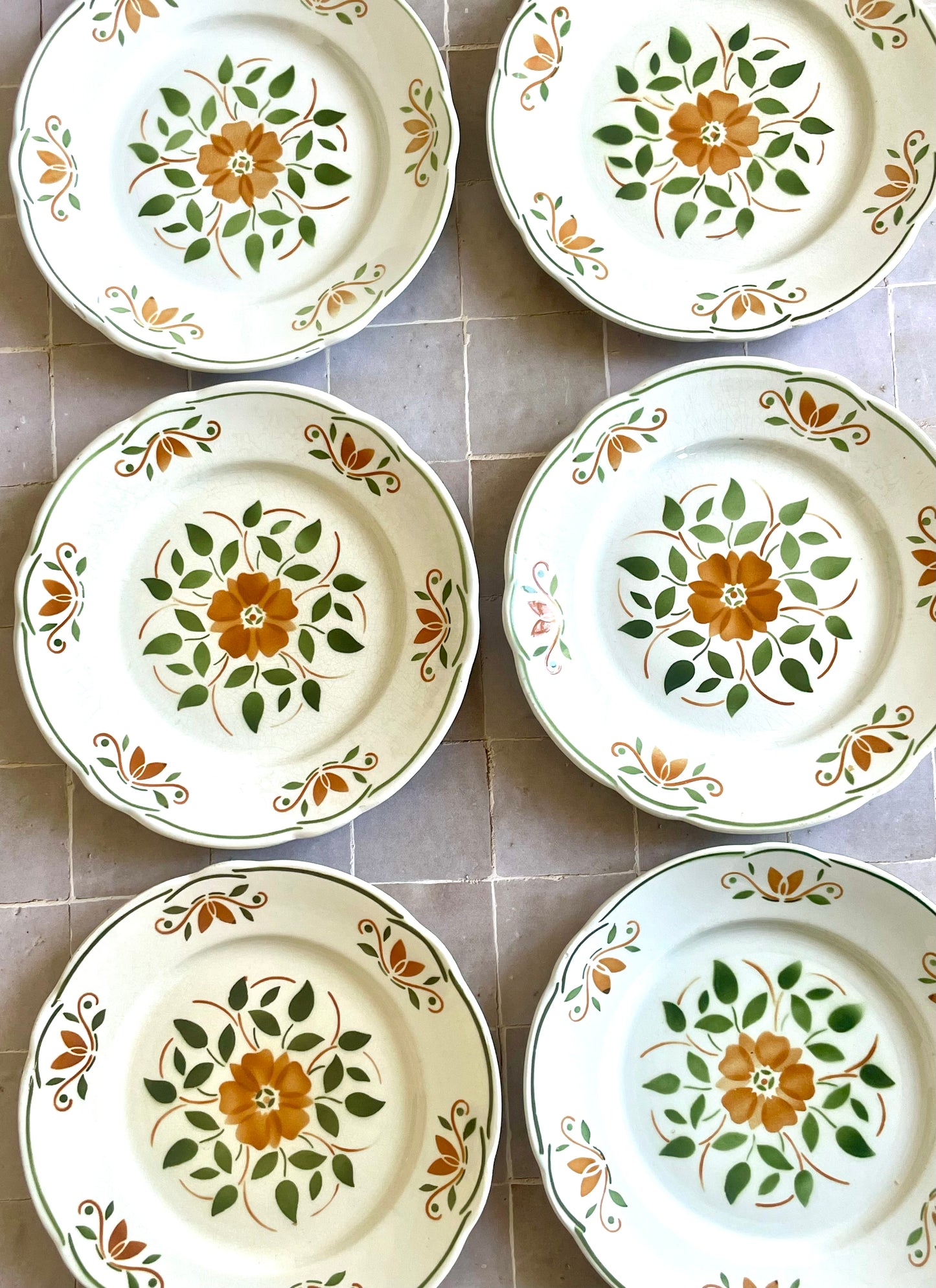 6 assiettes plates Badonviller modèle "Chantilly"