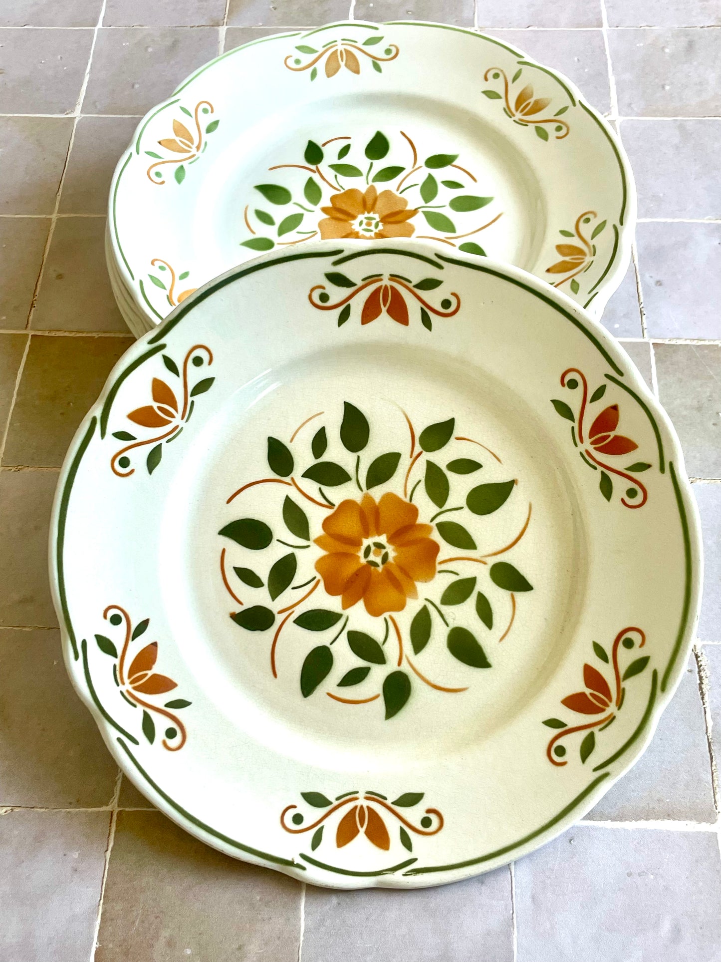 6 assiettes plates Badonviller modèle "Chantilly"