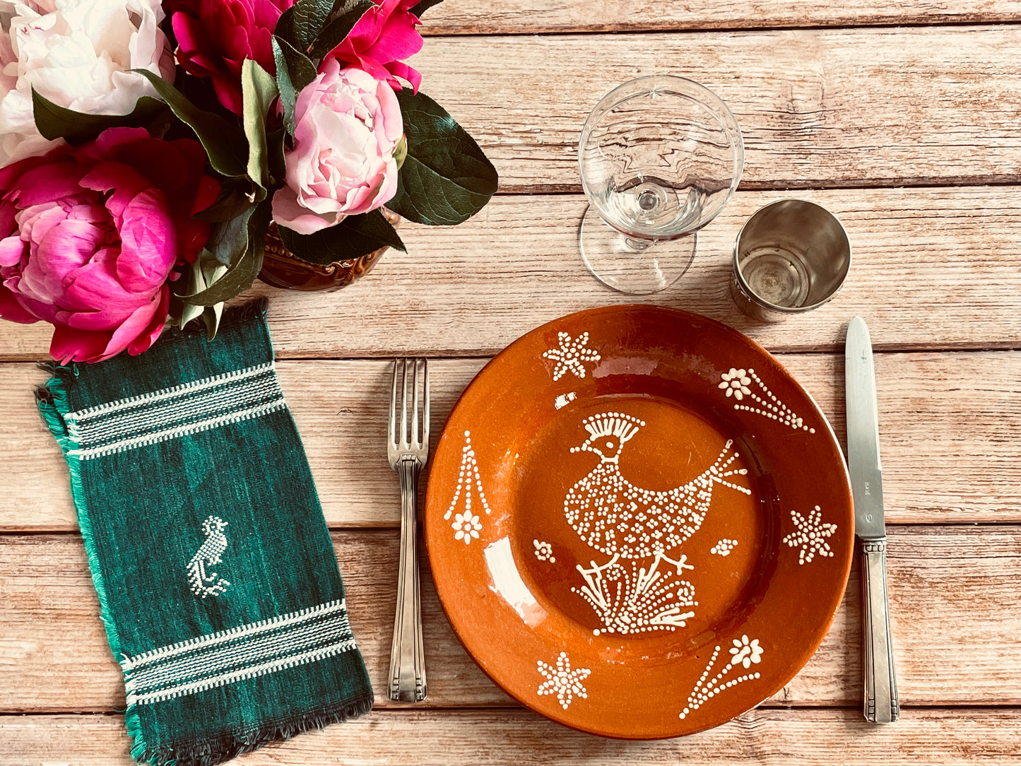 6 hand decorated Portuguese clay plates