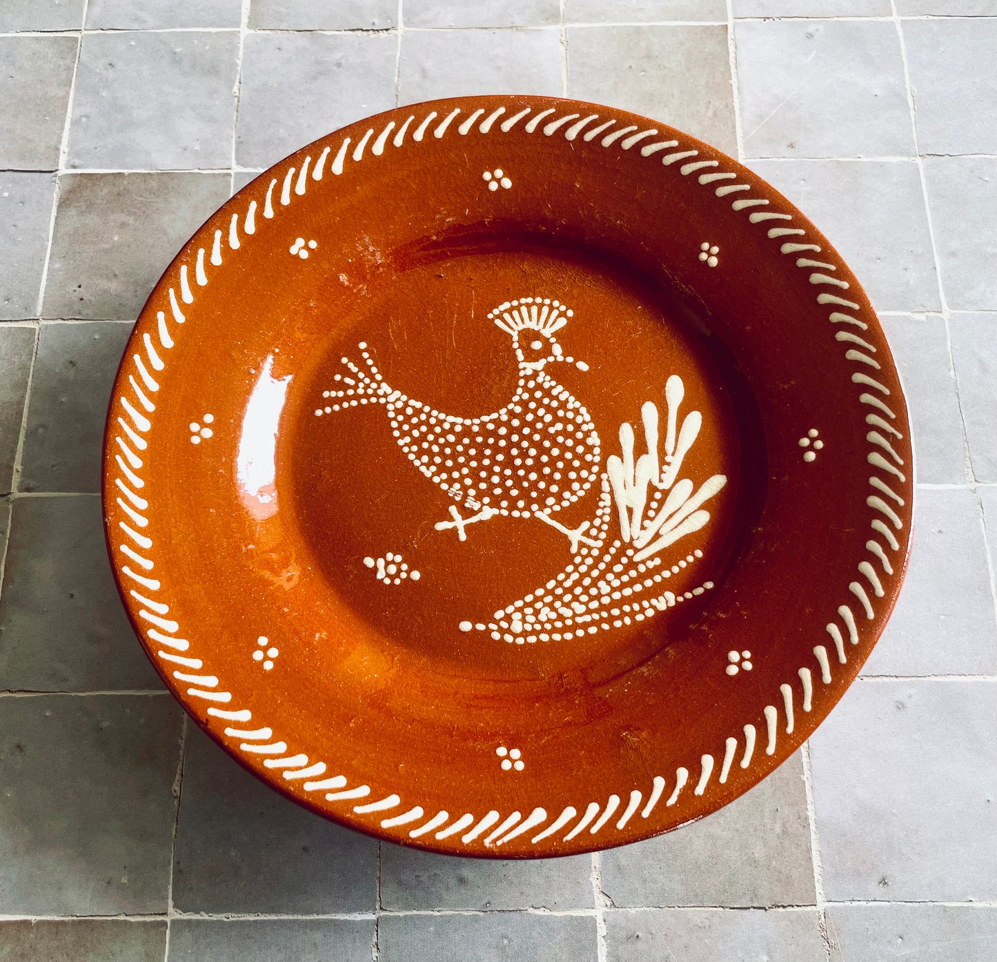 6 hand decorated Portuguese clay plates