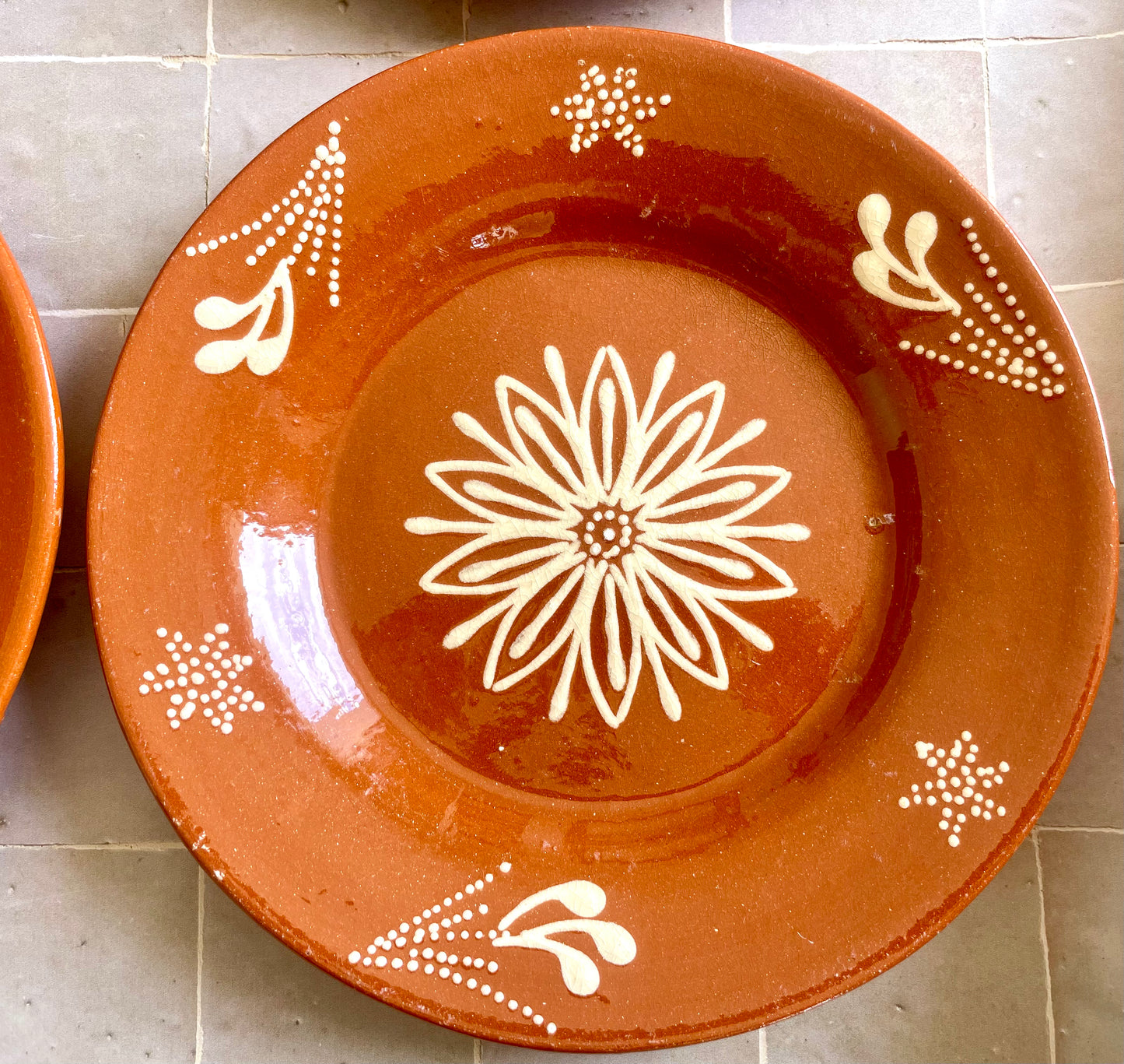 6 hand decorated Portuguese clay plates
