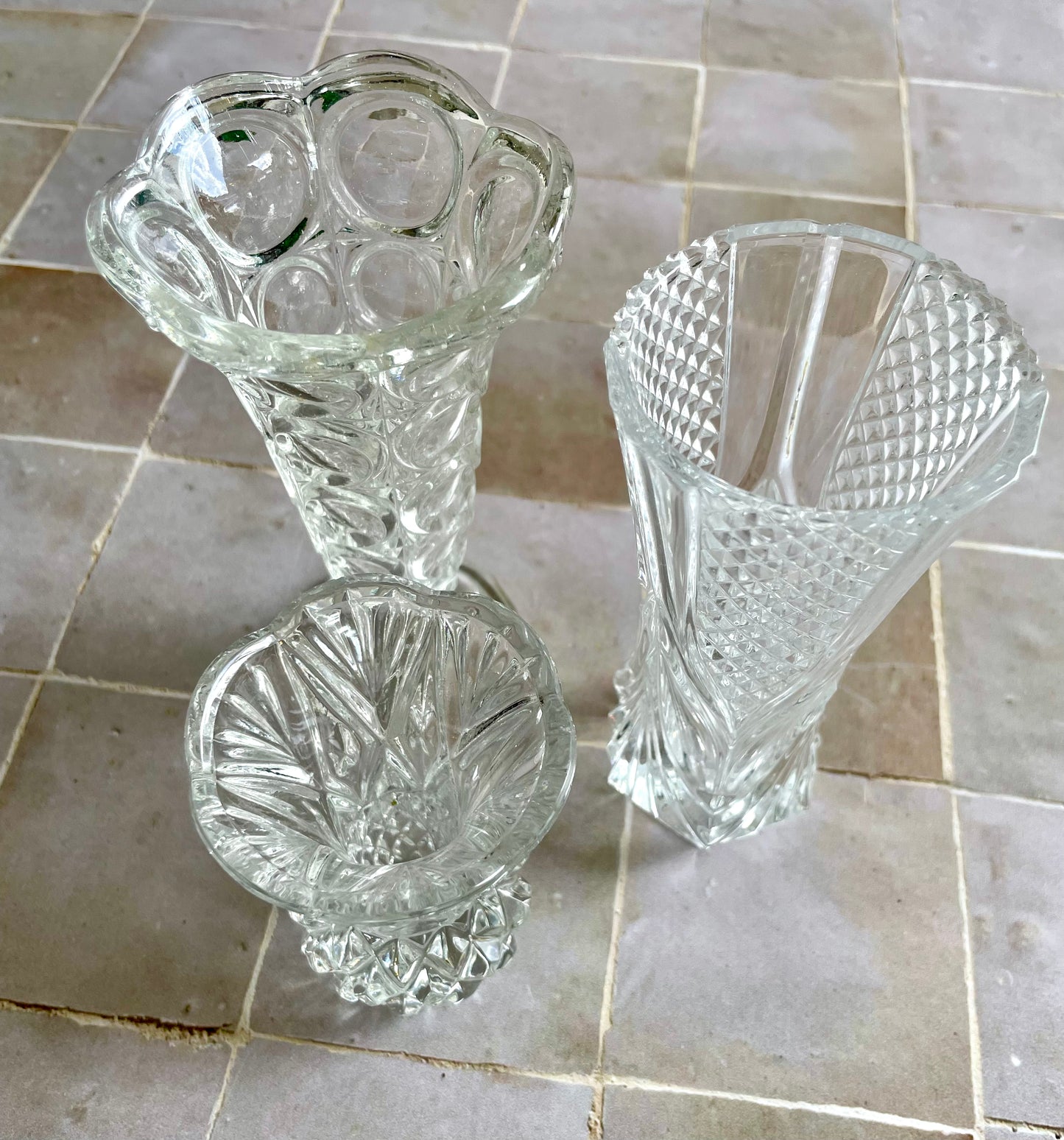 Set of 3 mini glass and crystal vases