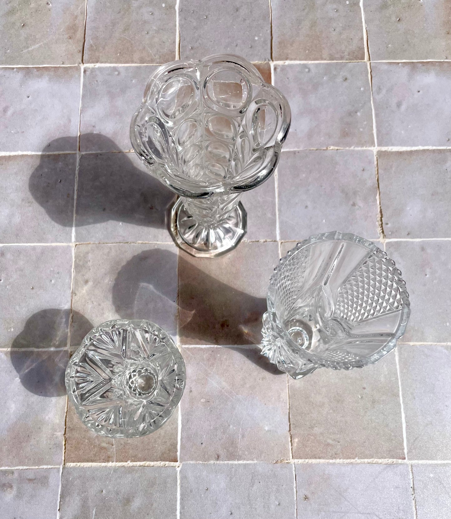 Set of 3 mini glass and crystal vases