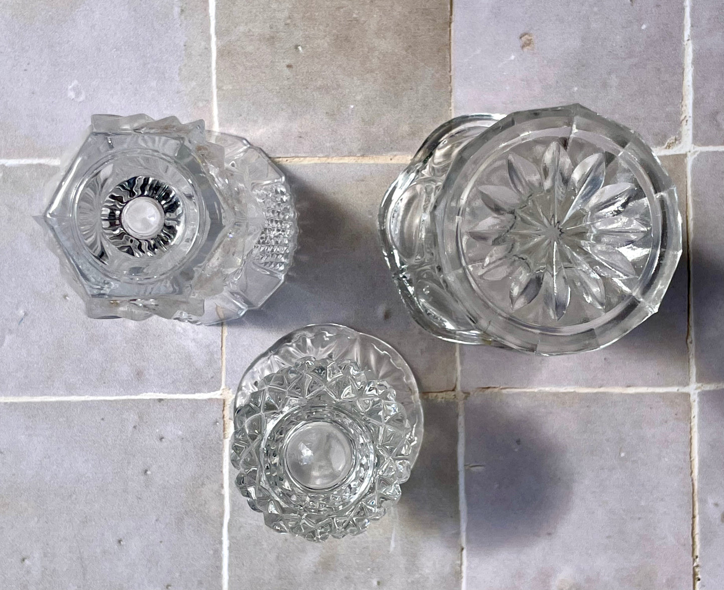 Set of 3 mini glass and crystal vases