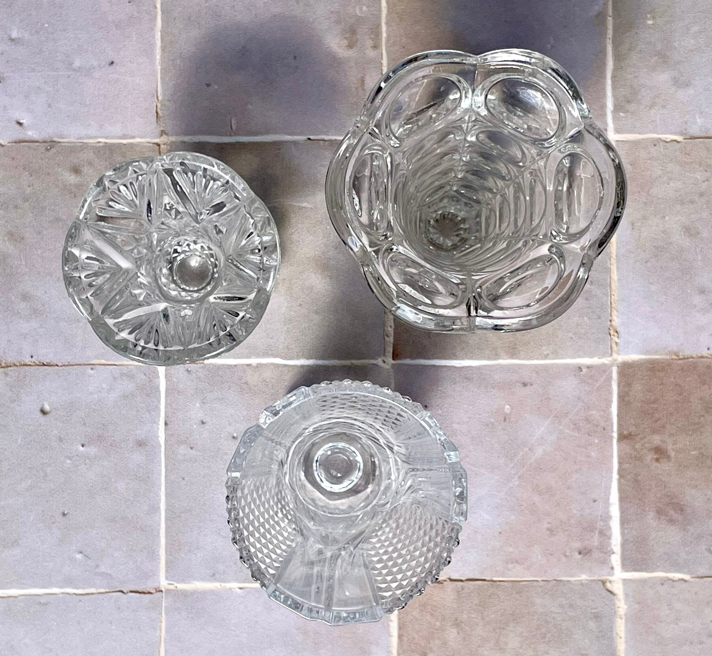 Set of 3 mini glass and crystal vases
